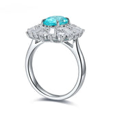 Bague en argent sterling 925 Paraiba créée par Etoilelier Lab, fleur de soleil en aluminium Yttrium bleu 2